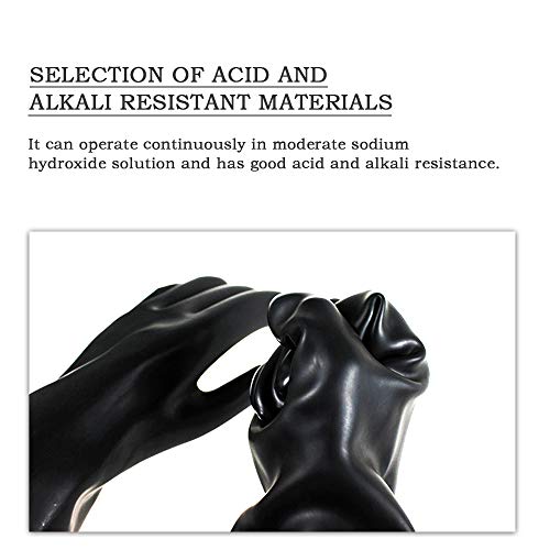 FOCCTS Guantes químicos de látex, 1 par de guantes de látex resistentes a los ácidos y a los álcalis, de seguridad industrial, guantes largos, guantes resistentes, color negro, 55 cm