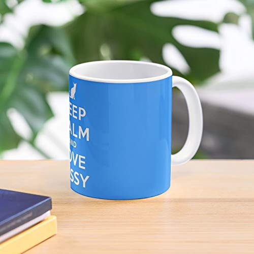 Foliam New Keep Calm Top Carry On Present Trendy Kitten Typography Cat and La Mejor Taza de café de cerámica de mármol Blanco de 11 oz