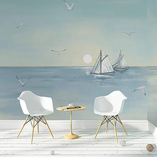 Fondo de pantalla de TV_Mediterranean sunrise mural Nordic pintado a mano abstracto pintura al óleo sala de estar dormitorio TV de fondo 3d mural fondo de pantalla Sala de estar Dormito350cm×256cm