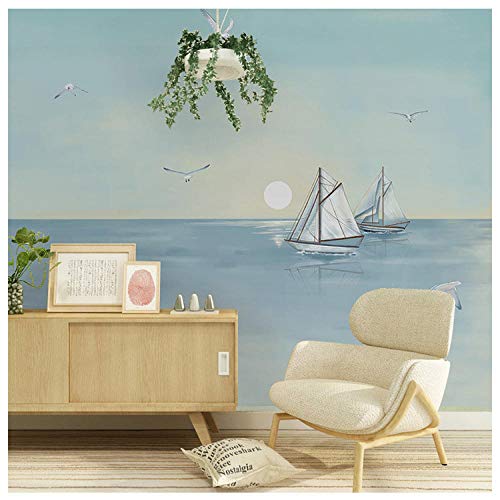 Fondo de pantalla de TV_Mediterranean sunrise mural Nordic pintado a mano abstracto pintura al óleo sala de estar dormitorio TV de fondo 3d mural fondo de pantalla Sala de estar Dormito350cm×256cm