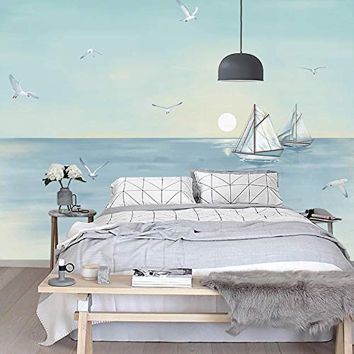 Fondo de pantalla de TV_Mediterranean sunrise mural Nordic pintado a mano abstracto pintura al óleo sala de estar dormitorio TV de fondo 3d mural fondo de pantalla Sala de estar Dormito350cm×256cm