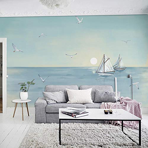 Fondo de pantalla de TV_Mediterranean sunrise mural Nordic pintado a mano abstracto pintura al óleo sala de estar dormitorio TV de fondo 3d mural fondo de pantalla Sala de estar Dormito350cm×256cm