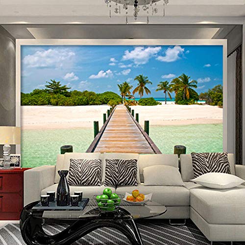 Fondo de pantalla de TV_Mediterranean theme living room sofa TV fondo de pantalla seaside landscape mural 3d mural wallpaper Living Room Bedroom350cm×256cm