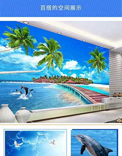 Fondo de pantalla de TV_Mediterranean theme living room sofa TV fondo de pantalla seaside landscape mural 3d mural wallpaper Living Room Bedroom350cm×256cm