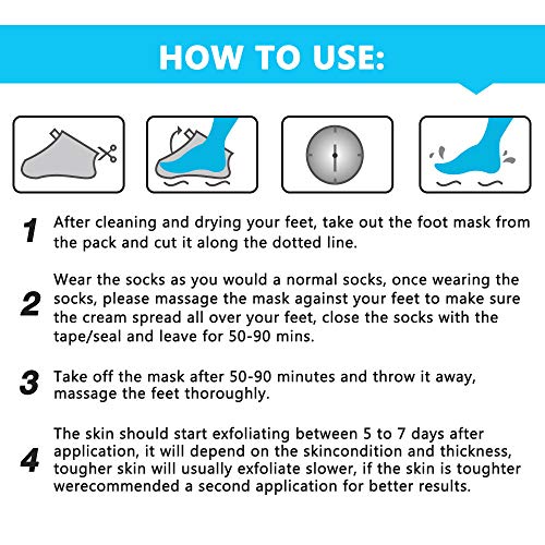 Foot Peel Mask 3 pares, repare el talón áspero y elimine la piel muerta y las callosidades, mascarilla exfoliante natural para spa para pieles secas, hombres y mujeres (Leche)