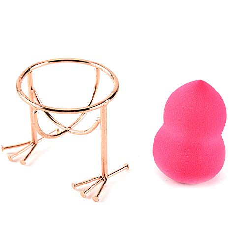 Forma 1pc pollo garra esponja de la belleza Blender titulares de maquillaje del soplo de polvo de la herramienta de belleza Secadora Tendedero huevo soplo de polvo soporte de exhibición (de oro rosa)