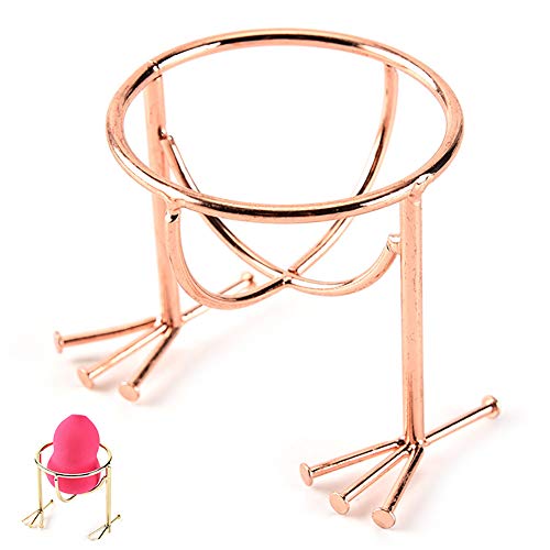 Forma 1pc pollo garra esponja de la belleza Blender titulares de maquillaje del soplo de polvo de la herramienta de belleza Secadora Tendedero huevo soplo de polvo soporte de exhibición (de oro rosa)