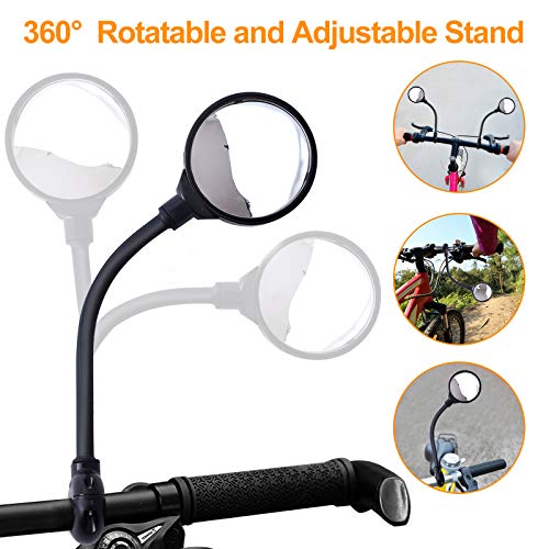 FORMIZON Espejo Retrovisor Giratorio 360°, Bicicleta Espejo, Espejo de Bicicleta Ajustable para Bicicleta/Motocicleta/Patinetes Eléctricos