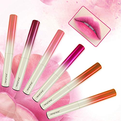 FOTBIMK - Pintalabios mate naranja maquillante suave con almohadilla de aire esponja, lápiz labial mate sedoso mordida