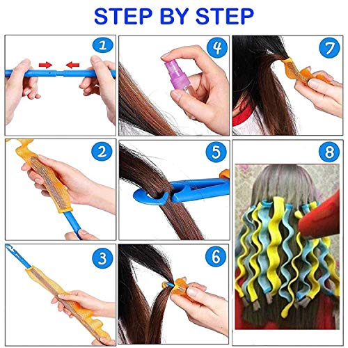 FOYOCER Rizadores de Pelo sin Calor Kit de Peinado de Olas 30 Rodillos de Pelo Mágicos sin Calor con Ganchos para Peinar para Pelo Corto hasta 30cm/11.81" Largo La Mayoría de Los Tipos de Peinados