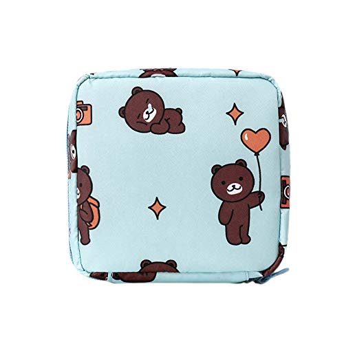 Fransande 1 unids Bolsas de Maquillaje Cremallera Chica Sanitaria Bolsa Titular de la Tarjeta Monedero Cosméticos Caso de Auriculares Bolsa Sanitaria Azul