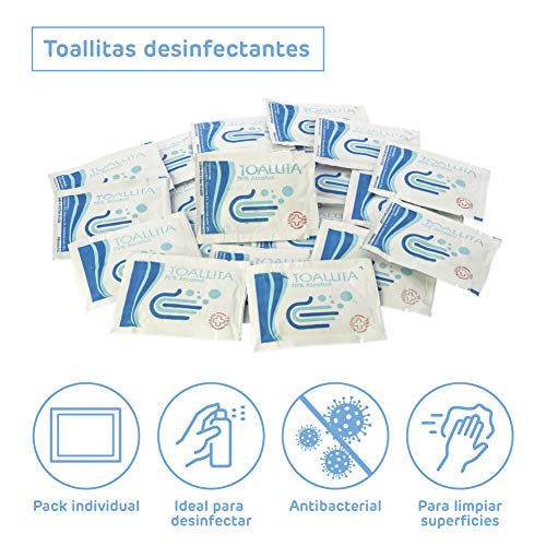 Frascos plastico para Gel Pack de 4 Botes vacios de Viaje de 100 ml con Spray pulverizador para Agua, Perfume, Gel + 30 toallitas de Mano 60 x 80 Higienizantes 70% de Alcohol