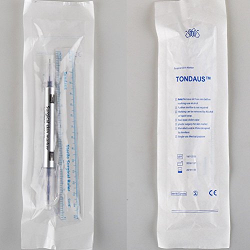 Frcolor Marcadores de punta quirúrgicos Skin Marker Pen Penetración de tatuaje Maquillaje permanente Doble final de tinta púrpura con regla