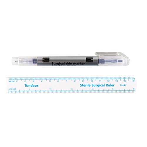 Frcolor Marcadores de punta quirúrgicos Skin Marker Pen Penetración de tatuaje Maquillaje permanente Doble final de tinta púrpura con regla