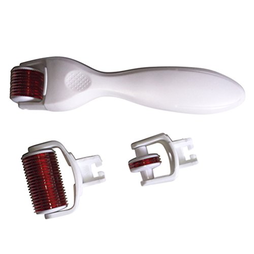 Frcolor Rodillo Derma 3 en 1 para productos Facial Skin Care, 0.5mm / 1.0mm / 1.5mm Rodillo Premium Microneedle de Titanio (Blanco Púrpura)