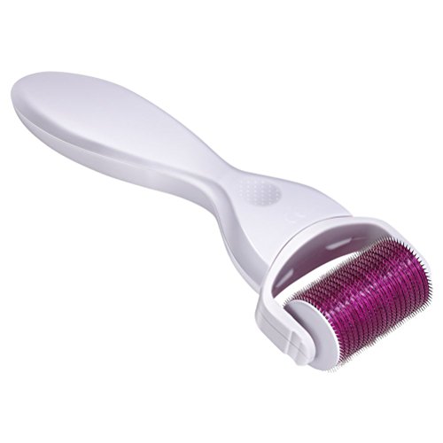 Frcolor Rodillo Derma 3 en 1 para productos Facial Skin Care, 0.5mm / 1.0mm / 1.5mm Rodillo Premium Microneedle de Titanio (Blanco Púrpura)