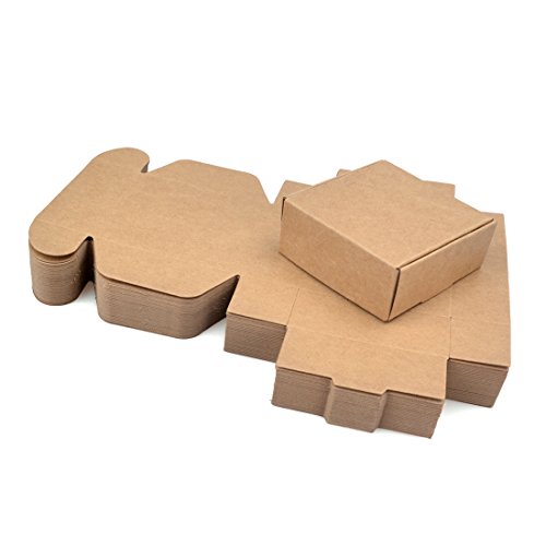 Freahap 50pcs Caja de Regalo Cuatro Tamaños Cajas de Papel Kraft para Jabón Cajas de Pastel Envoltura de Postre L