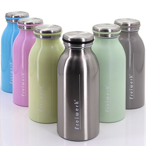 freiwerk® Termo 350ml - Acero Inoxidable con Doble Pared - Funda Protectora de Neopreno - 350 ml Amarillo