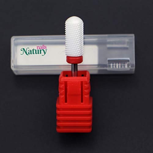 Fresa de Cerámica para Torno de uñas. Broca de Cerámica para Torno de uñas. Manicura, Pedicura, Esmaltes, Uñas Acrílicas y Uñas de Gel. Lima para Torno Roja Grano Fino. Mango Cañón Corto