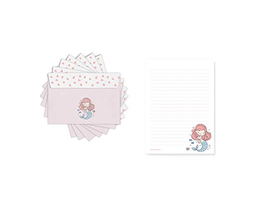 Friendly Fox - Bloc de cartas para niños con líneas - Bloc de cartas A5 con 50 hojas con 20 sobres, juego de papel de carta para niños
