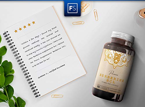FS Berberina HCL 400mg | 90 Capsulas Veganas | Berberina con Extracto de Pimienta Negra Para una Mejor Absorción | Fabricado en Instalaciones con Licencia ISO | Sin Gluten
