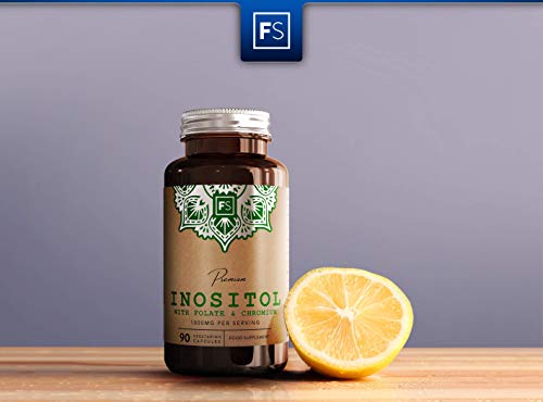 FS Myo Inositol 1000mg Acido Folico 200mg & Cromo 100mg | 90 Cápsulas Veganas | Nootropicos para Apoyar la Salud de la Mujer | Sin OGM, Gluten, Lácteos o Alérgenos