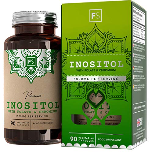 FS Myo Inositol 1000mg Acido Folico 200mg & Cromo 100mg | 90 Cápsulas Veganas | Nootropicos para Apoyar la Salud de la Mujer | Sin OGM, Gluten, Lácteos o Alérgenos