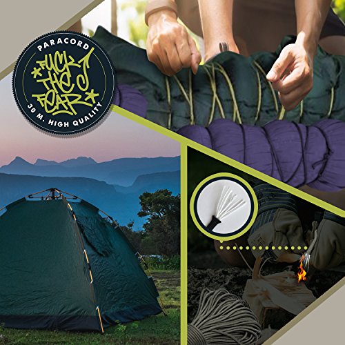 FuckTheFear   - Cuerda Paracord 550 Ideal para el aire libre, camping,  trenzar pulseras y  paracaidismo, 30 metros, negro