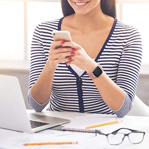 Funbiz Compatible con Fitbit Versa Correa/Fitbit Versa 2 Correa, Correa de Acero Inoxidable Correa de Metal con Cerradura Único para Fitbit Versa/Versa Lite, Pequeño, Oro Rosa