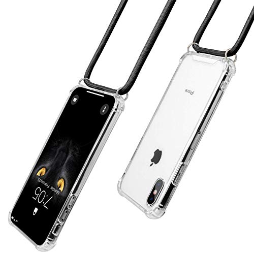 Funda Caler compatible con Huawei P30 Lite, funda de teléfono móvil, cadena, cordón, collar, cinta transparente, ultrafina, resistente a los arañazos [antigolpes] La carcasa de silicona