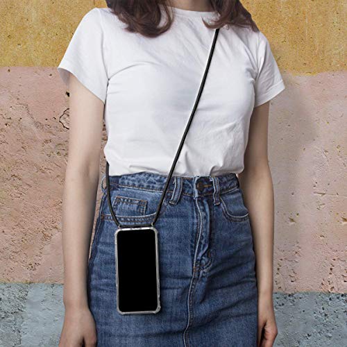 Funda Caler compatible con Huawei P30 Lite, funda de teléfono móvil, cadena, cordón, collar, cinta transparente, ultrafina, resistente a los arañazos [antigolpes] La carcasa de silicona