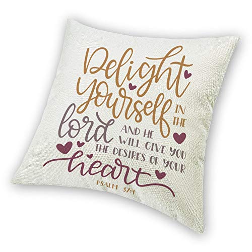 Funda de cojín de lino y algodón de la Biblia con texto "Ninguna", 45,7 x 45,7 cm, algodón, lino, P----4., 45*45cm