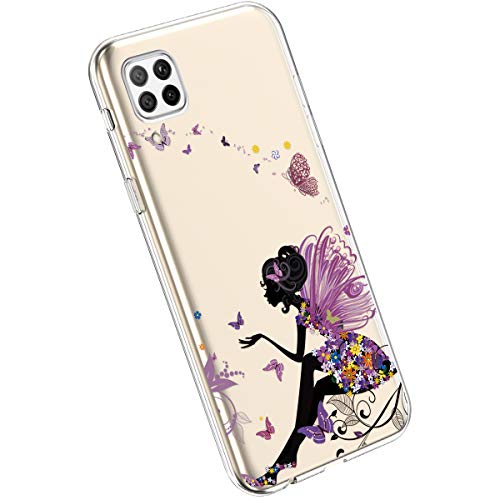 Funda para Huawei P40 Lite, Cárcasa Transparente con Dibujos Diseño, Ultra Slim Suave Gel TPU Silicona Antigolpes Resistente Case Cover Bumper Fundas Huawei P40 Lite, Chica Duende