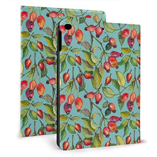 Funda para iPad Mini, rosa mosqueta roja, bayas y hojas verdes, funda suave para iPad para Ipad Mini 4 / mini 5/2018 6th / 2017 5th / air / air 2 con Auto Wake / sleep protector magnético para iPad