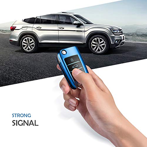 Funda para Llave DE para Coche VW VW Polo Golf 6 Skoda Seat - 2-3 Botones Carcasa [Suave] de [TPU] para Llaves - Cover de Mando y Control de Auto en (Blau)