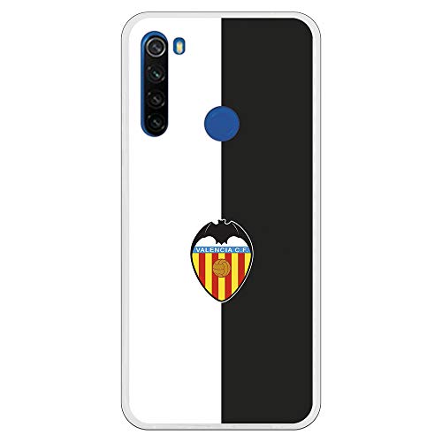 Funda para Xiaomi Redmi Note 8T Oficial del Valencia CF Valencia Bicolor Escudo Color para Proteger tu móvil. Carcasa para Xiaomi de Silicona Flexible con Licencia Oficial del Valencia CF.