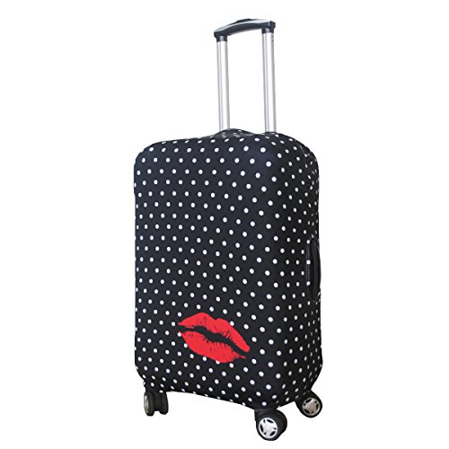 Funda protectora de spandex Luckiplus para maleta de viaje, tamaño 45,72-81,28 cm, Polkadot (Negro) - 10408001