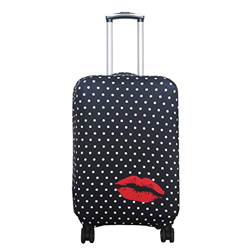 Funda protectora de spandex Luckiplus para maleta de viaje, tamaño 45,72-81,28 cm, Polkadot (Negro) - 10408001