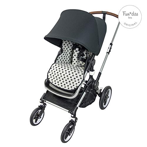 Fundas BCN ® F184/9399 - Colchoneta para Silla de Paseo Bugaboo Fox ® Cubre Arneses Incluidos - Colección Fun Black Star