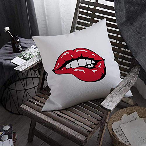 Fundas de almohada de tiro de labios Labio rojo mordaz Chica sexy Mujer Boca Dientes Decorativo Funda de almohada Funda de almohada Decoración para el hogar en el dormitorio del sofá, 45X45 CM