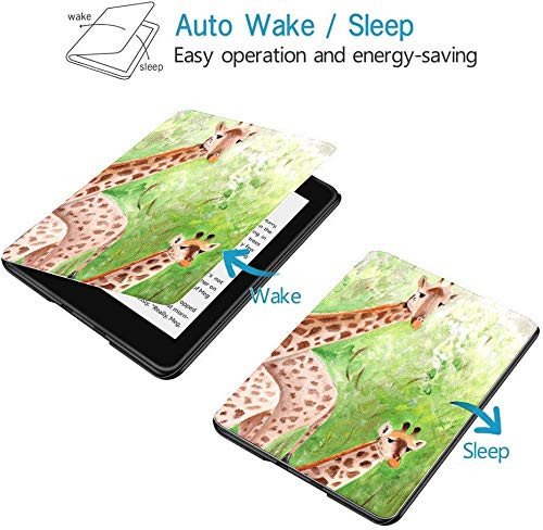 Fundas para Kindle Paperwhite 2018 Pintura Original Hermosas Jirafas Masai Mara Kindle Paperwhite 2018 Funda con Despertador automático/Reposo 10a generación Kindle Paperwhite Funda de 10a generaci