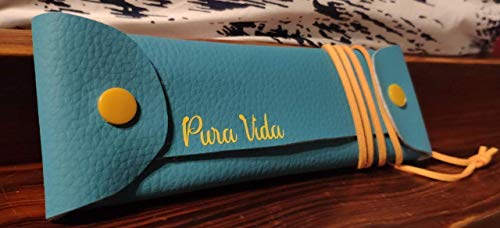 Fundas Pura Vida - Porta mascarillas, Funda para mascarillas. Color Turquesa y amarillo limón.