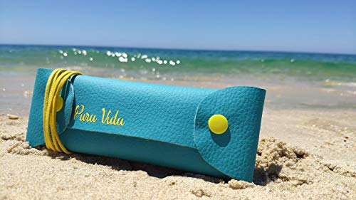 Fundas Pura Vida - Porta mascarillas, Funda para mascarillas. Color Turquesa y amarillo limón.