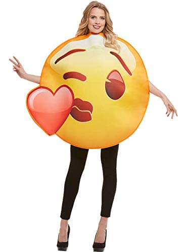 Funidelia | Disfraz de Emoji Beso de corazón Oficial para Hombre y Mujer Talla Talla única ▶ Emoticono, Whatsapp, Original y Divertido - Amarillo