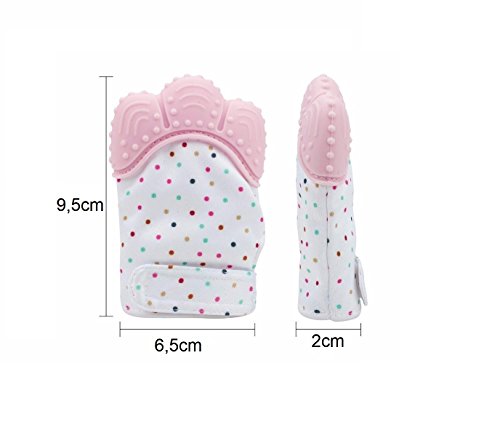 Funky Planet Baby dentición Manoplas, Protege Manos Bebés, Pain Relief Tranquilizadora de Edad + BUFANDAS (Green)