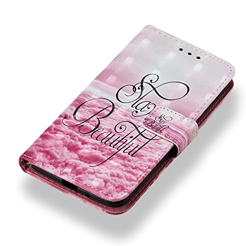 Funluna 3D Funda Motorola Moto E4 en Cuero con Cartera, Nube