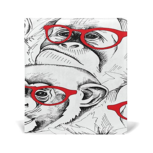 Funny Monkey anteojos Patern PU cuero escuela libro cubierta protectora libro de texto cuaderno tapa dura 9 x 11 pulgadas para niñas niños
