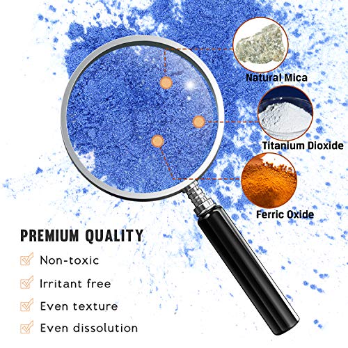 Funxim Pigmentos en Polvo 24pcs × 10g con Cuchara, Pigmentos para Resina Epoxi, Natural Mica Tintes para DIY Slime, Jabon, Pintauñas, Sombra de Ojos, Cera