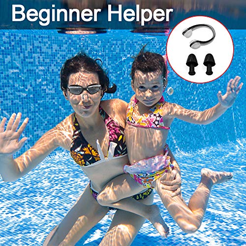 Gafas de Natación , otumixx Antiniebla Protección UV Sin Fugas Gafas para Nadar para Hombres Mujeres Adultos Niños Gafas Natación con Clip de Nariz Enchufe de Oído, Negro