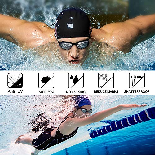 Gafas de Natación , otumixx Antiniebla Protección UV Sin Fugas Gafas para Nadar para Hombres Mujeres Adultos Niños Gafas Natación con Clip de Nariz Enchufe de Oído, Negro